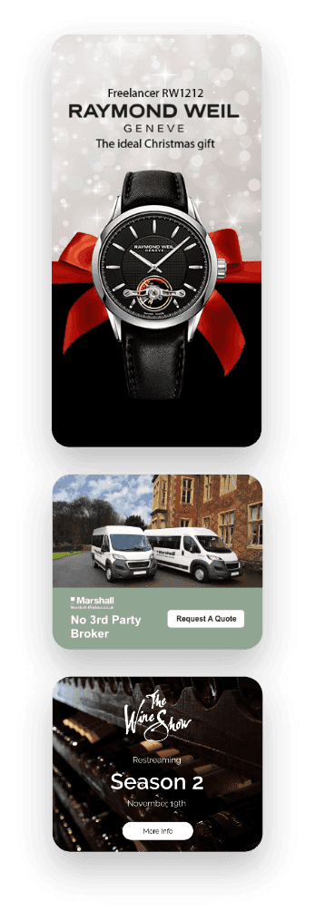 Raymond Weil, Marshall, and The Wine Show adverts