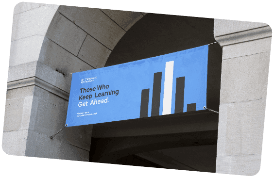 Mockup of an advertising banner in a building's archway