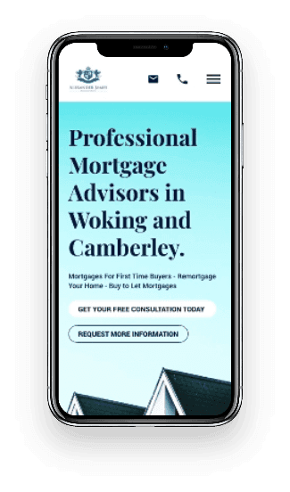 Mortgage advisors website shown on a mobile phone
