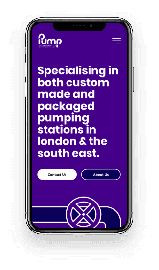Pump website shown on a mobile phone