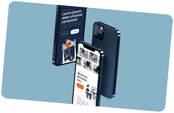 Website designs shown on smart phones