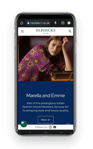 The Elphicks website homepage on a smartphone