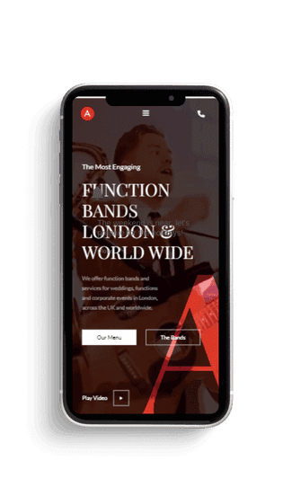 Website page displayed on a phone screen