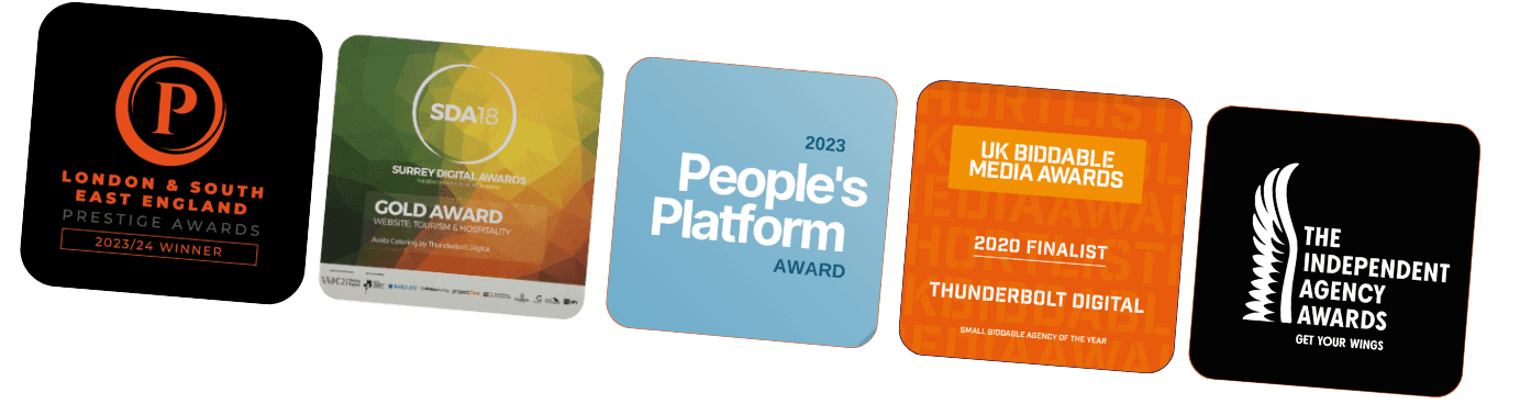 Logos for 5 of the awards Thunderbolt has won